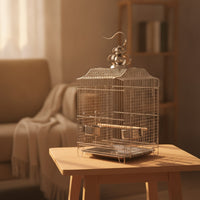 Bird Cage with Pull-out Tray Stainless Steel Hanging Bird Cage Easy to Clean Birdcage for Budgies, Finches