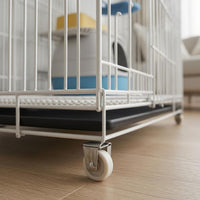 Caster Wheels Feline Enclosure with Hanging Bed and Ladders Reinforced Rods Four-Level Feline Enclosure No Installation Catio Kennel for Indoor
