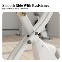 Installation-No-Assembly Foldable Exercise Bike Quiet Operation Folding Stationary Bike 8-Level Adjustable Resistance Foldable Indoor Cycle Wide Padded Saddle for Beginners, Women, Apartment Living, Office