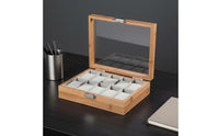 Bamboo Watch Collection Box Clear View Lid Wooden Watch Box Individual Organizer Debris-Resistant Removable Pillows for Men