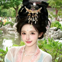 Traditional Chinese Attire Regal Avian Hair Crown Elegant Workmanship Regal Avian Hair Crown Chinese Design Tassel Hairpin Fairy