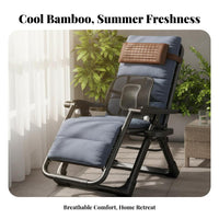 Bamboo Mat Deck Chair Foldable Design Folding Recliner Heavy Duty Frame Adjustable Patio Lounger for Seniors, Homeowners, Backyard, Living Room, Beach