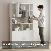 Freestanding Shelving Unit Modern Design Etagere with Cabinet Multi-Functional Room Divider for Book Collectors, Homeowners, Entryway, Study, Bedroom