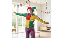Clown Costume Halloween Clown Outfit with Hat Striped Court Fool Costume for Carnival, Stage Performance