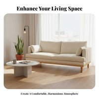 Removable and cleanable upholstery panels 3-Seater Fabric Settee Nordic aesthetic Sofa Small Space Solution Couch Minimalist Design for Apartment Dwellers, Families, Homeowners, Lounge, Home
