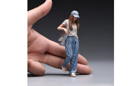 1/18 Backpack Girl Model Realistic Style Hand Painted Miniature Character Gift Idea Miniatures for Collection Shelf