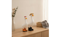 Tabletop Resin Goose Figurines Whimsical Goose Figurines with Boots Decorative Resin Bird Statues Farmhouse for Shelf, Entryway, Vanity, Bathroom Counter