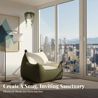 Fashionable Sofa Chair Soft and Comfortable Horned Backrest Armchair Space-Saving Design Lazy Couch for Adults, Bedroom, Perusing Corner, Balcony