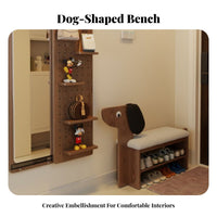 Multi-Functional Design Dog-Shaped Changing Stool Padded Seat Cushisingled Shoe Storage Bench Soft Cushion Household Furniture High Load Capacity for Pet Lovers, Apartment Dwellers, Entryway, Hallway, Mudroom, Living Room