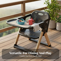 Multi-Functional Portable High Chair 5-Point Safety Harness Infant Dining Chair Easy to Clean Portable Booster Seat with Tray Lightweight for Toddlers, Grandparents, Outdoor, Restaurant, Restaurants, Camping