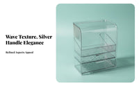 Water Wave Design Textured Drawer Beauty Box Transparent Compartmented Storage Box with Drawer Multi-Compartment Cosmetic Organizer Large Capacity for Women, Students, Professionals, Dressing Table, Desktop, Dresser, Bedroom