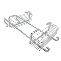 METALIQUE 201 Stainless Steel Double-Layer Bathroom Organizer Shelf, Square Wire Basket, Chrome