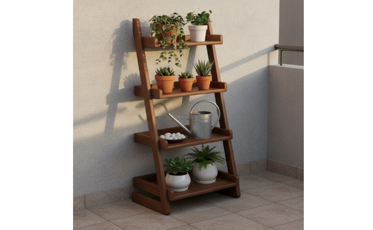Ladder Bookshelf Solid Wood Wall Ladder Bookshelf Space-Saving Leaning Bookcase for Book Lovers, Home Office, Living Room, Reading Nook