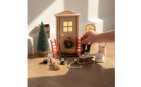 Diy Christmas House Kit Festive Miniature Scene Kit with Snowman Artisanal Miniatures Delicate for Shelf Decor