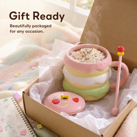 Cute Burger Ceramic Mug with Lid and Stirrer, Creative Student Water Cup, Company Gift
