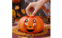 Pumpkin with Feline Face Resin Cat Pumpkin Figurine Spooky-Cute Halloween Figurine for Decorators, Collectors, Desk