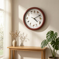 Clock with Bird Illustrations Easy to Use Round Wall Clock Electronic for Living Room, Kitchen, Office