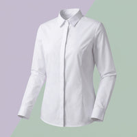 Long Sleeve Shirts for Women with Anti-Gaping Design for Office Work, Plus Size White Blouse, Square Neck Fitted for Business