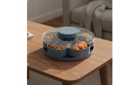 Rotating Snack Tray with Lid Easy to Clean Lidded Rotating Container Portable Divided Rotation Tray Serving Platter for Entertaining, Parties