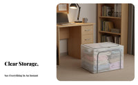 Transparent viewing panel Foldable textile Box Large Capacity foldable Shelf container Stackable Closet Organizer Reinforced Handles for Students, homeowners, Bedroom, Moving House, Dorm Room, Under Bed