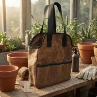 Garden Tool Bag Multiple Pockets Waxed Canvas Tool Bag Rectangular for Gardeners