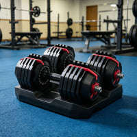 Quick-Adjust Adjustable Dumbbell Set with Storage Base 1-Second Adjustable Dumbbell Pair One-Hand Dumbbells with Base Non-Slip for Fitness Enthusiasts, Home Gym, Strength Training