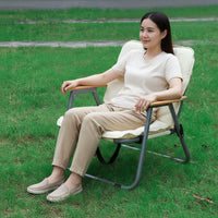 Portable Camping Chair Foldable Folding with Wooden Armrests No Assembly Required Beach Outdoor Chair for Anglers, Patio