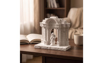 Stone-Like Aquarium Ornament with Angel Decorative Miniature Roman Temple Safe Pavilion Model Ancient for Desk, Bookshelf