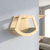 Cat Climbing Frame with Shelves and Perch, Solid Wood Wall Mounted Scratching Board for Indoor Cats