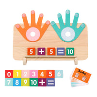 Math Learning Board with Felt Hands Educational Wooden Counting Board Hand Number Math Toy Fine Motor Skills for Preschoolers