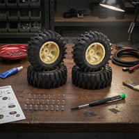 4 Pieces RC Wheel and Tire Assembly Multi-Spoke RC Crawler Wheel with Tire Stable