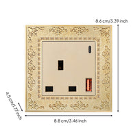 Vintage Wall Socket with USB Antique Finish Wall Outlet with USB Ports Decorative Decorator Receptacle Embossed for Bedroom, Hotel, Study