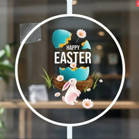Easter Window Cling Removable Cling Easter Decal Bunny and Egg Window Decal for Kids, Shop Owners, Glass Areas, Classroom, Office