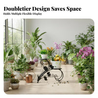 European aesthetic 2-Tier Planter Holder Floor-Standing 2-Tier Plant Stand Decorative blossom shelf spaceSaving for Indoor Gardeners, home dwellers, Balcony, Living Room, Entryway, Corner
