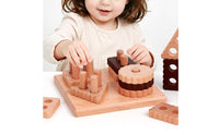Early Learning Wooden Shape Sorter Fine Movement Skills Wooden Shape Peg Game Hand-Eye Coordination Toddler Peg Game Color Recognition for Toddlers, Infants, Preschool