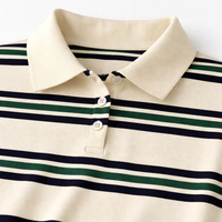 Striped Tennis Shirt for Women with Loose Fit Design, Short Sleeve Blend Top for Summer, Casual Stripy Pattern Tee, Relaxed Style