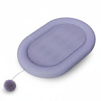 Padded Rim Oval Pet Scratching Board Recessed Center Jute Pet Scratcher Dangling Ball Toy Pet Furniture Low-Height