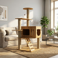 Five-Tier Indoor Cat Activity Center, Multi-Level Climbing Frame Featuring Condo Scratching Posts, Large Adult Cats 20kg Maximum Load