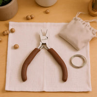 Brown Handles Jewelry Making Plier Metal Body Wire Working Plier Silver Toned Craft Tool Polished Finish for DIY Crafting