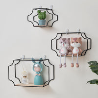 Iron Wall Shelf No-Drill Hanging Storage Rack for Living Room Bathroom Decor