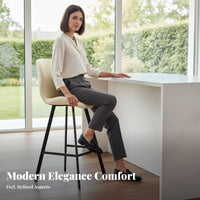 Light Luxury Upholstered High-Back Stool Modern Design Counter Chair with Footrest Home Furniture Comfortable Cushion for Homeowners, Adults, Bar Owners, Kitchen Island, Cafe, Pub, Dining Room