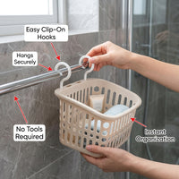 Bathroom Storage No Drill Shelves with Suction Wall Hanging Design, Polypropylene Accessories Basket for Renters, Moisture Resistant