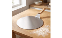 Pizza Peel with Wooden Handle Round Pizza Peel Easy to Clean for Pizzaiolos, Pizzerias