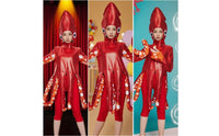 Squid Costume Metallicappearone-Piece Costume with Hood Novelty Bodysuit for Stage Performances