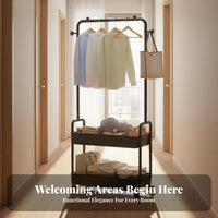 Space Saving Mobile Garment Rack with Shelves Easy Assembly Rolling Clothes Rack Sturdy Steel Frame Portable Clothes Hanging Stand Heavy Duty for Apartment Dwellers, Homeowners, Bedroom, Dorm Room, Entryway, Boutique