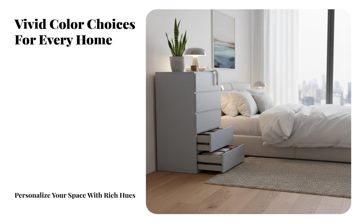 Nordic aesthetic 5-Drawer Tall chest of drawers Minimalist Design 5-Drawer tall dresser Space-Saving Chest of Drawers Sturdy Construction for Adults, Homeowners, Renters, Living Room, Hallway, Entryway, Closet