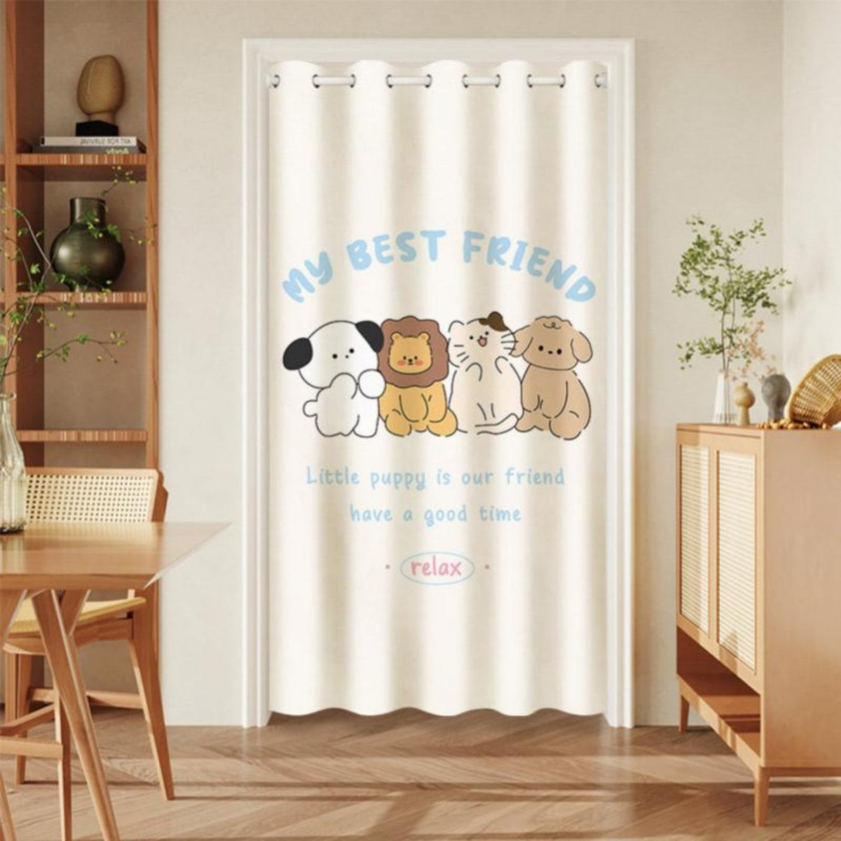 Fabric Partition Screen Heat Insulating Doormanner Curtain Easy Installation