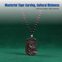 Tiger Zodiac Rosewood Locket, Wood Necklace, Car Hanging, Wilderness Roar, Handheld Decoration