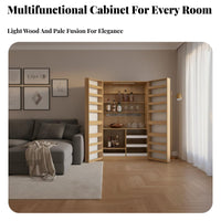 Snack and Drink Organizer Cabinet Large Capacity Tall Sideboard Cabinet Multi-Functional Double Door Storage Cupboard for Families, Homeowners