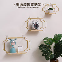 Iron Wall Shelf No-Drill Hanging Storage Rack for Living Room Bathroom Decor